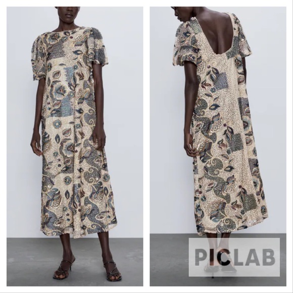 Zara | Dresses | Zara Limited Edition Midi Length Embroidered Dress |  Poshmark